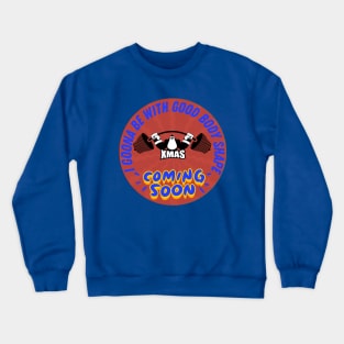 Santa lifts weights -  xmas Coming soon - Blue Orange Crewneck Sweatshirt